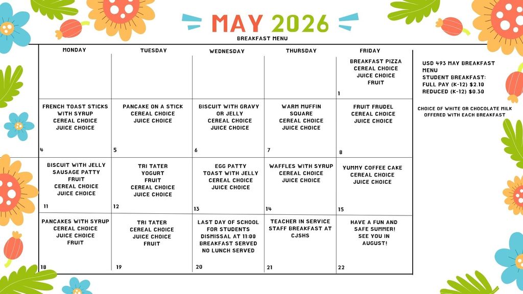 May Breakfast Menu