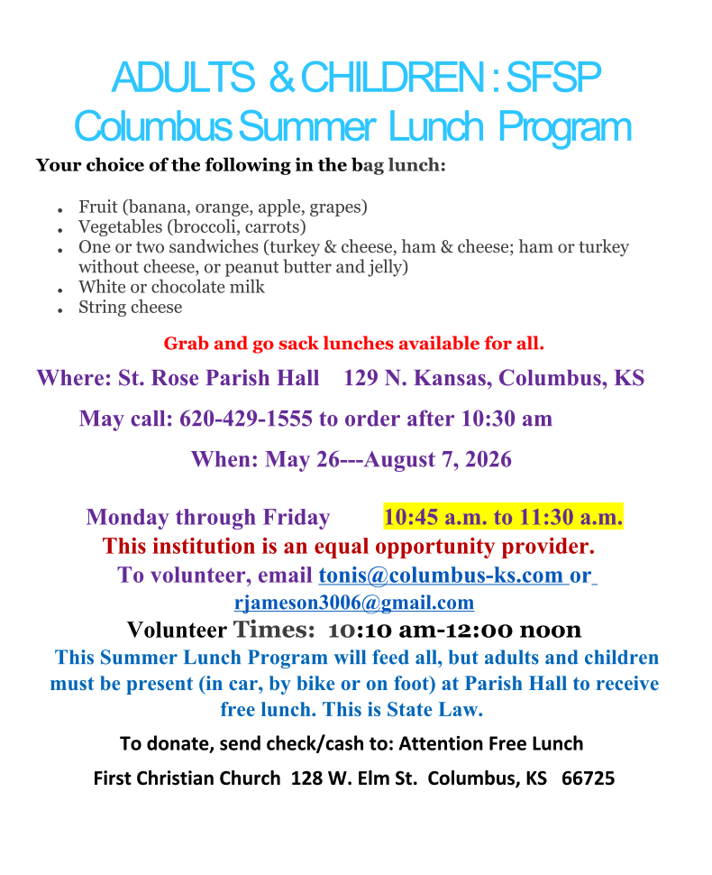 Columbus Summer Lunch Program 2026
