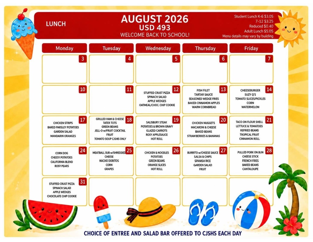 August Lunch Menu