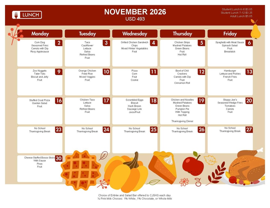 November Lunch Menu