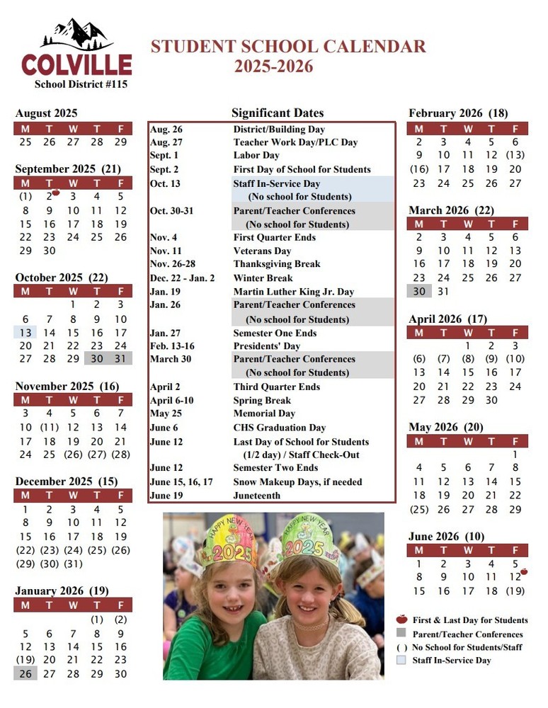Colville School District Calendar 2025-2026