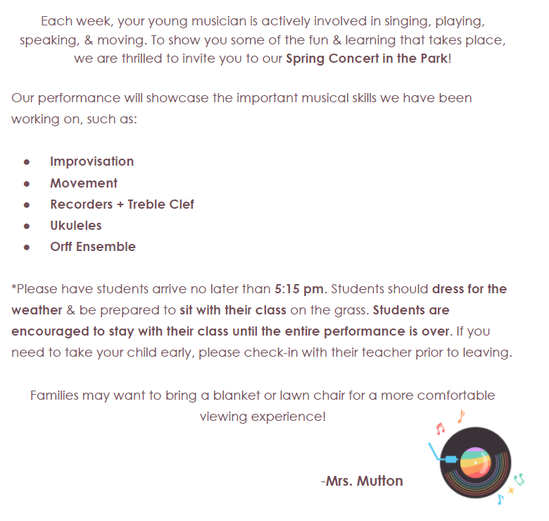 Fort Colville's Spring Concert Flyer