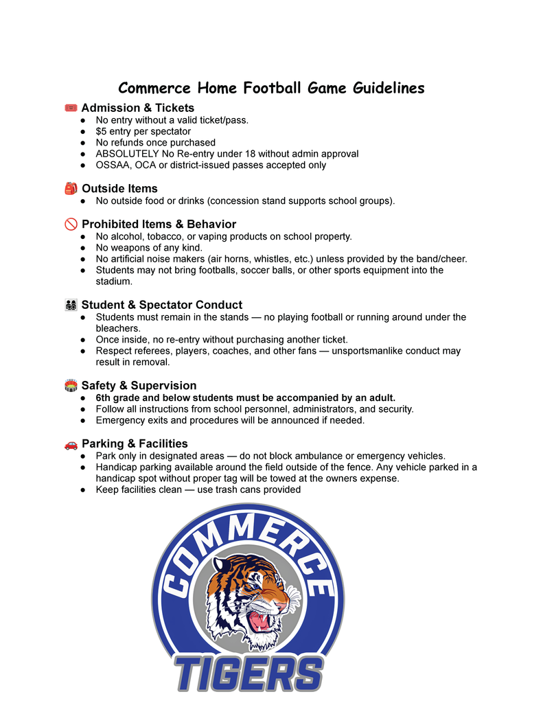 Football Game Guidelines