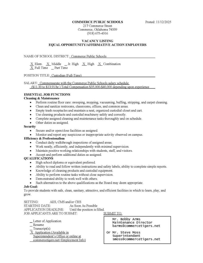 Vacancy Listing CPS Custodian 20251112