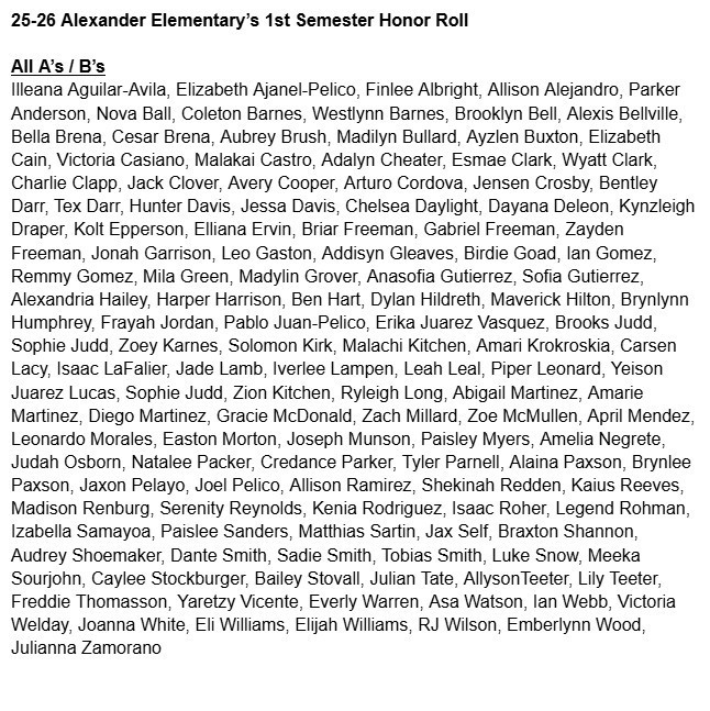 All A's & B's Honor Roll