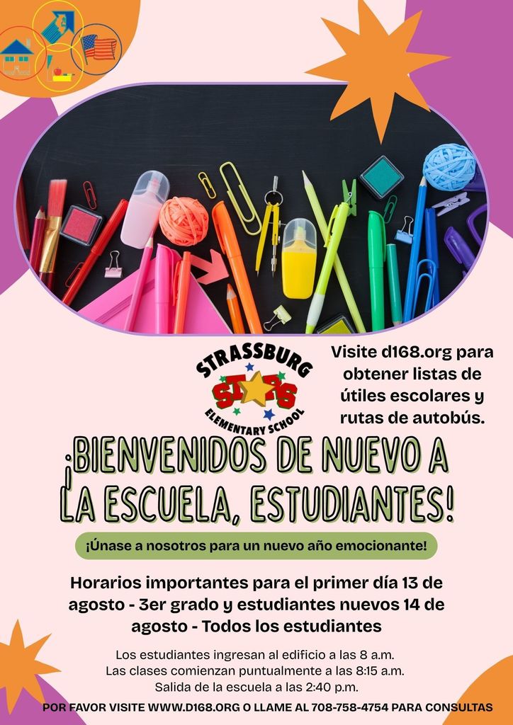 ¡Bienvenidos de nuevo a la escuela, familia del CCSD 168, para un increíble año escolar 2025-2026!