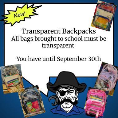 New Policy: Transparent Backpacks 