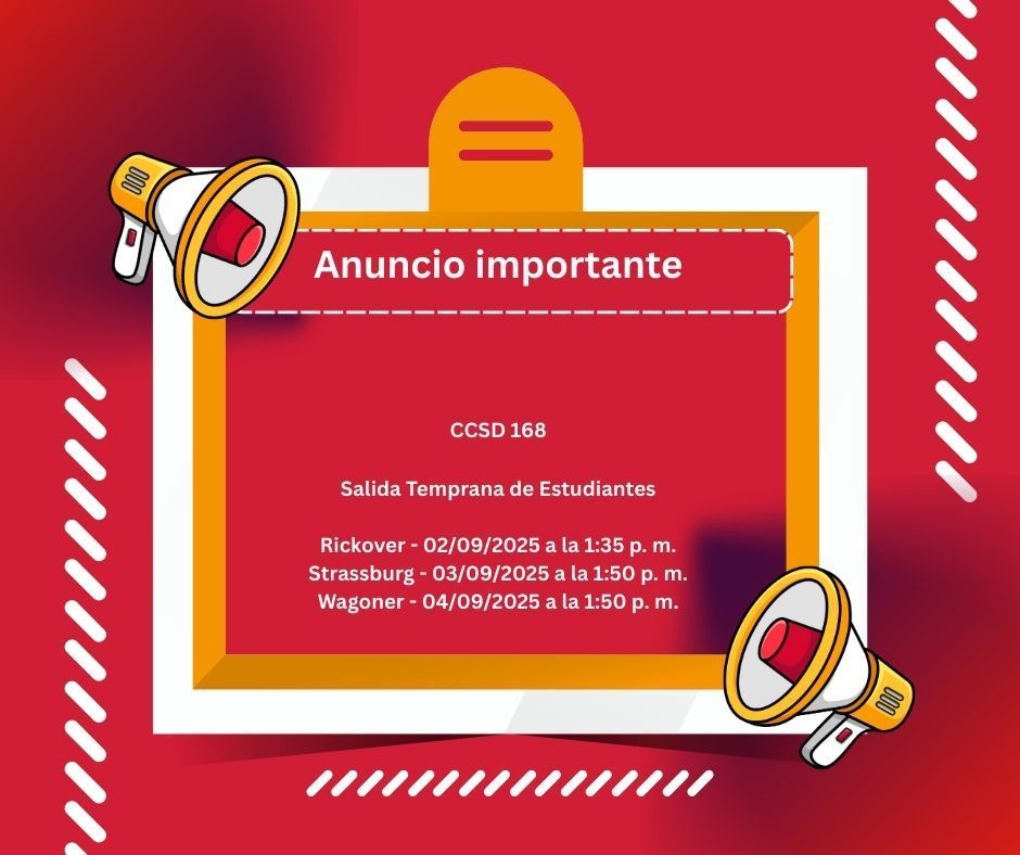 Anuncio importante para todas las familias del CCSD 168