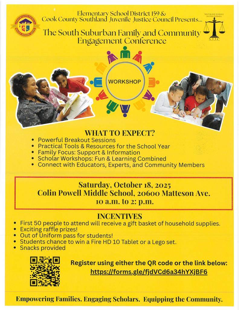 South Suburban Family and Community Engagement Conference is October 18,2025  " All  are Welcome ."  