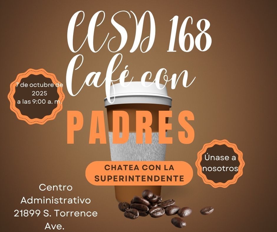 Charla informal con la Dra. Leak, superintendente del CCSD 168, 7 de octubre de 2025 a las 9:00 a. m. Únase a ella. Todos son bienvenidos.