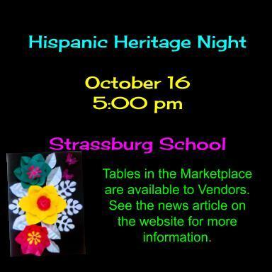 Hispanic Heritage Celebration is at Strassburg School October 16, 5:00 pm - 6:30 pm