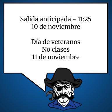 Salida anticipada 10/11/2025 11:25 y no clases 11/11/2025