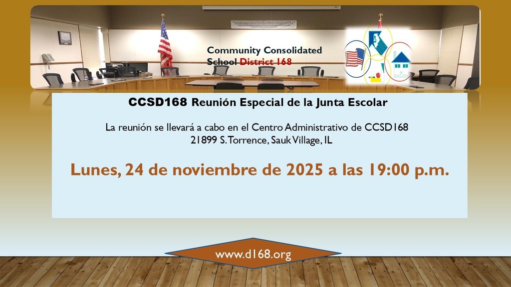 CCSD 168 Reunion Especial de la Junta Escolar 