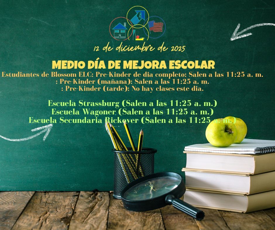 Recordatorio: Día de mejora escolar del CCSD 168, medio día para los estudiantes.