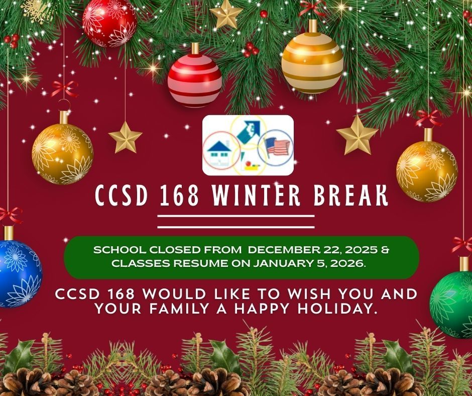 CCSD 168 Winter Break Schedule 2025/2026. 