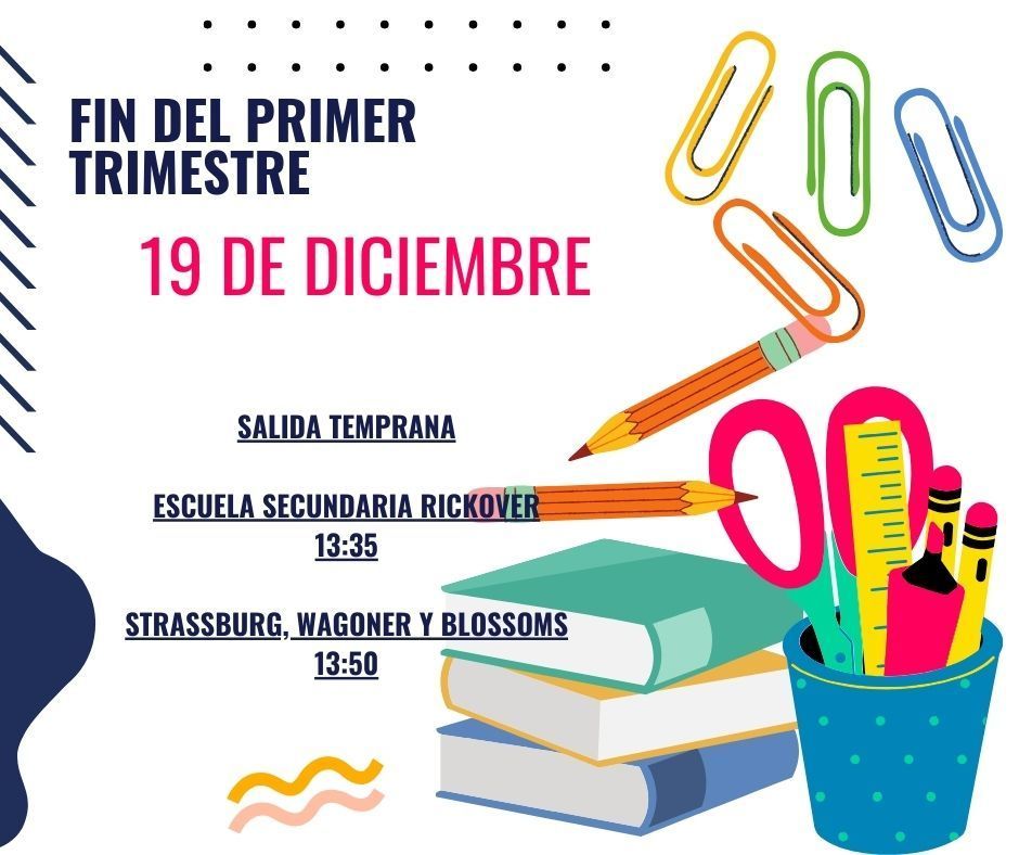 Calendario de vacaciones de invierno del distrito escolar CCSD 168 para 2025/2026.