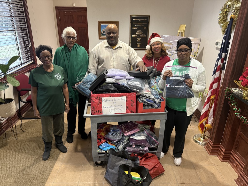 National Association of University Women ( NAUW) came to the CCSD 168 Administrative Center  and  donated coats, school supplies, clothes and toys for our families.    A big thank you for your donations.  
