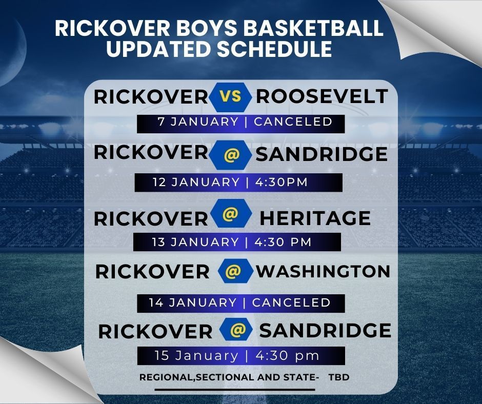 CCSD 168 " Rickover" Boys Basketball Updated Schedule January 2026