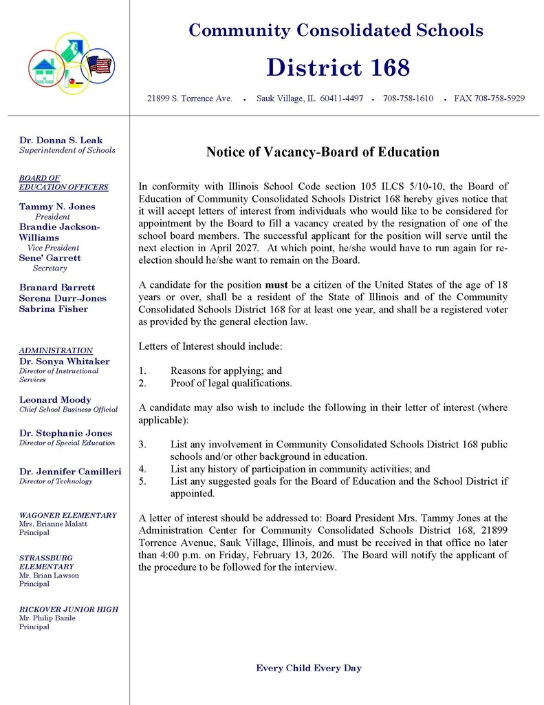 Notice of Vacancy-Board of Education 