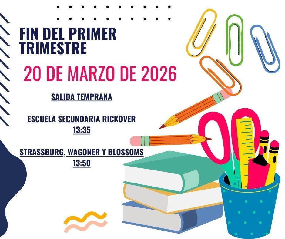 Recordatorio para nuestras familias del CCSD 168 "Salida temprana" el 20 de marzo de 2026.