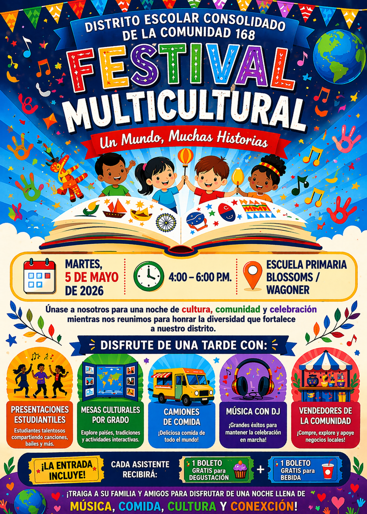 CCSD 168 Multicultural Fest 5/5/2026 from 4:00 - 6:00 p.m. at Blossoms-Wagoner School