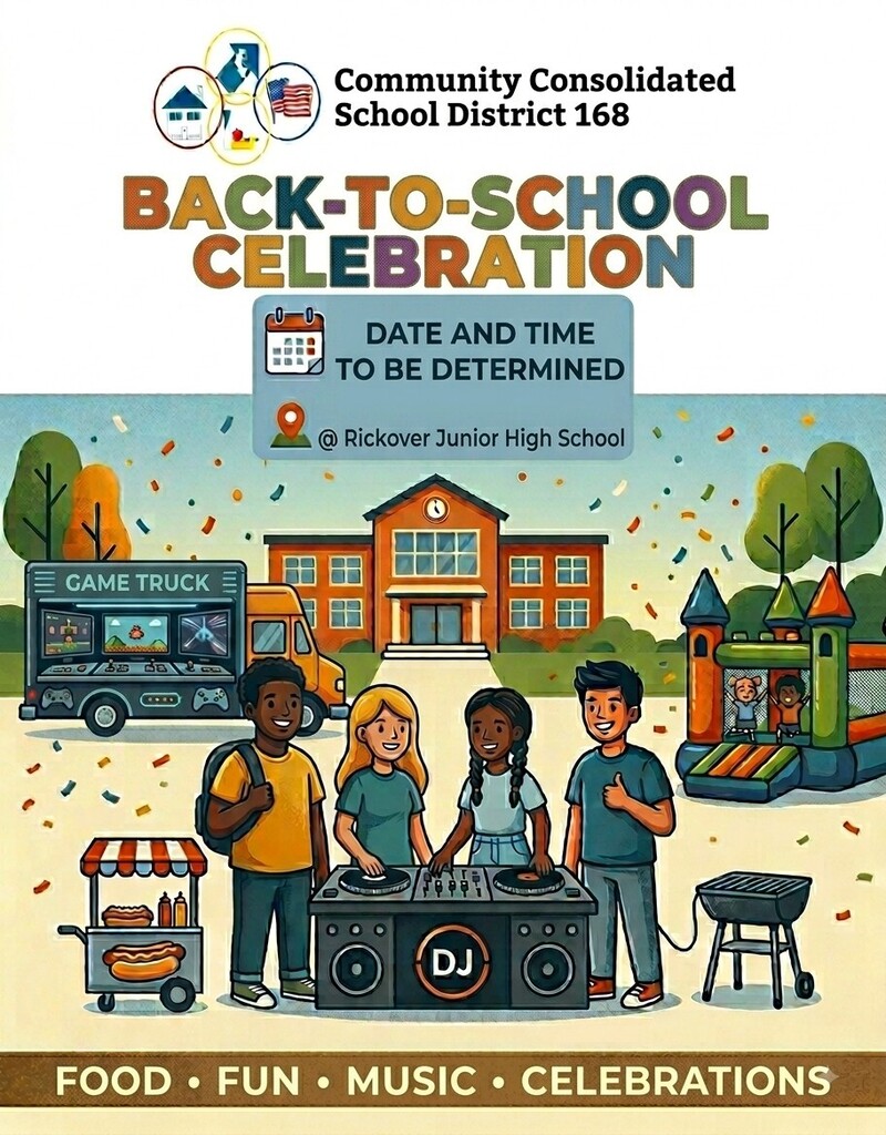 Due to the recent power outages the CCSD 168 Back to School Bash that was scheduled for August 20th has been postponed. Please be on the lookout for a new date soon.
