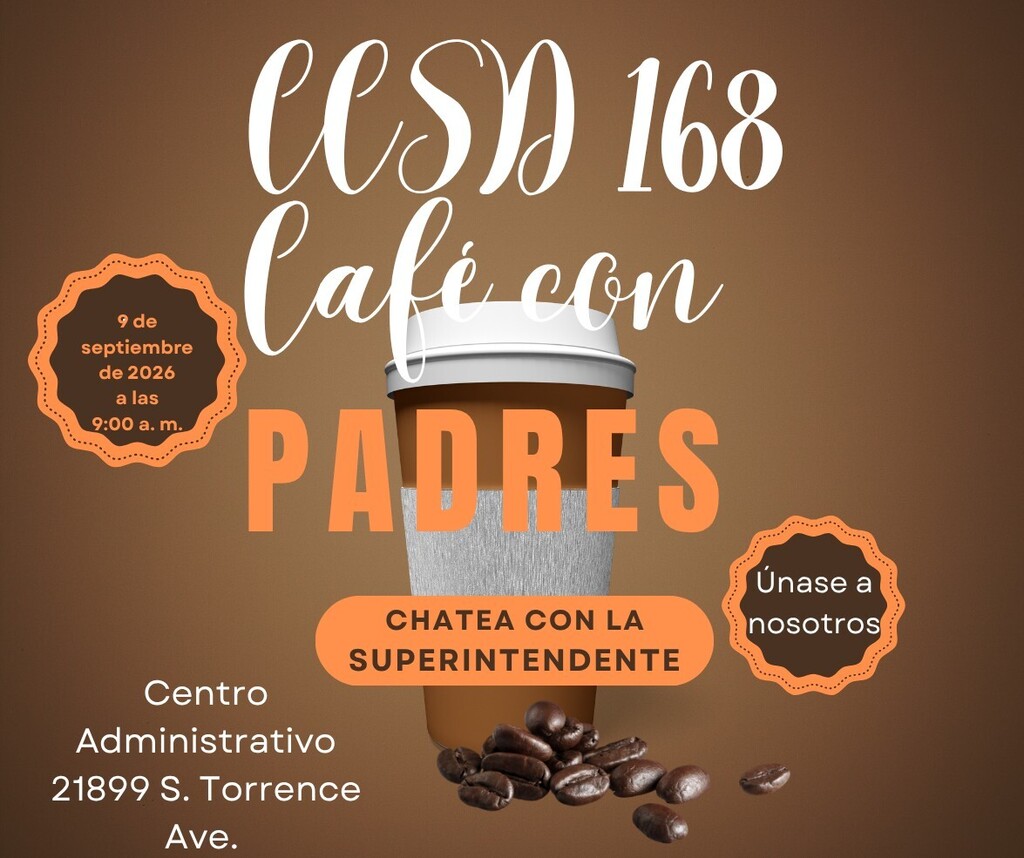 La superintendente del CCSD 168, la Dra. Donna Leak, desea invitarles a su «Charla de Café» mensual. Todas las familias del CCSD 168 están invitadas.