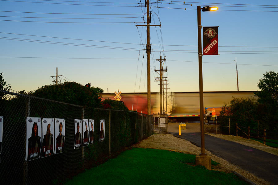 an early morning train passes by ACHS 