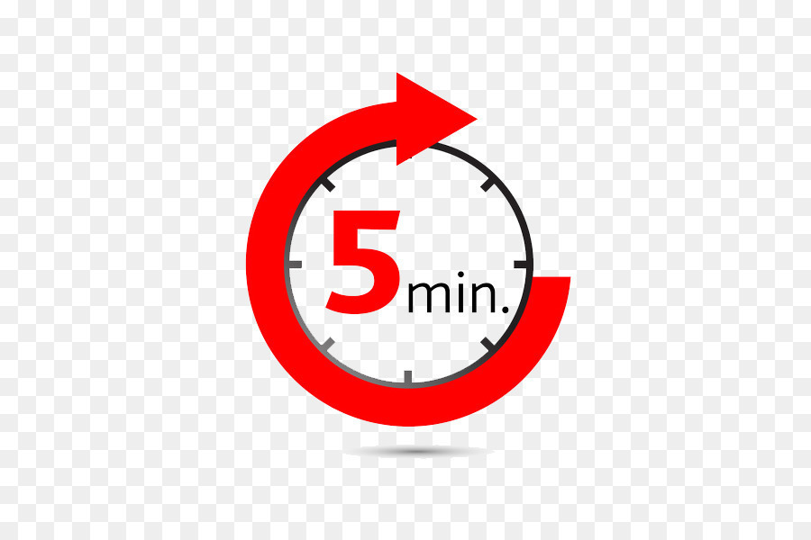 Clock with Red arrow and 5 minutes in the center