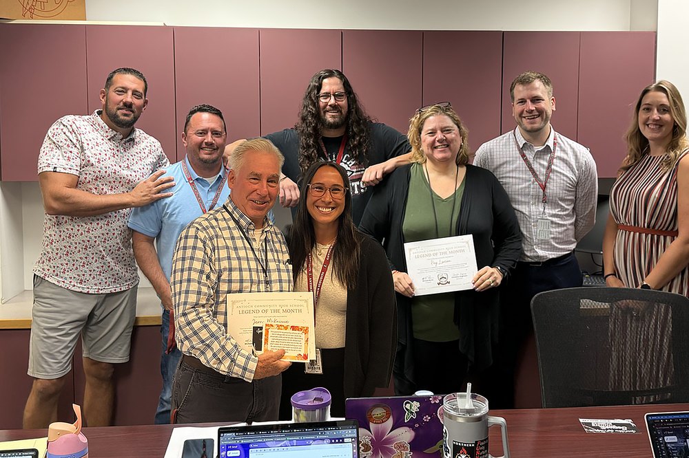 composite of staff members of the month with nominators in office.