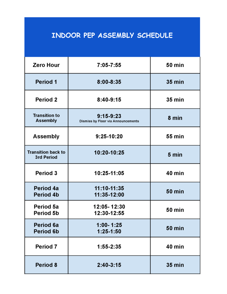 HomecomingAssemblySchedule