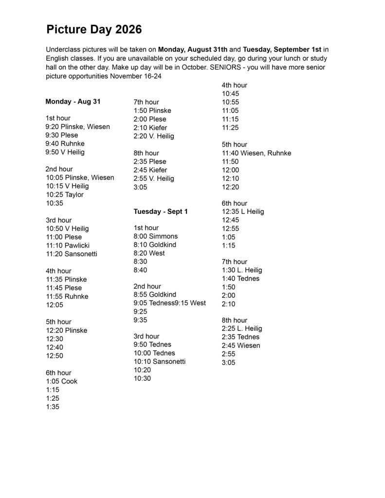 Picture Schedule