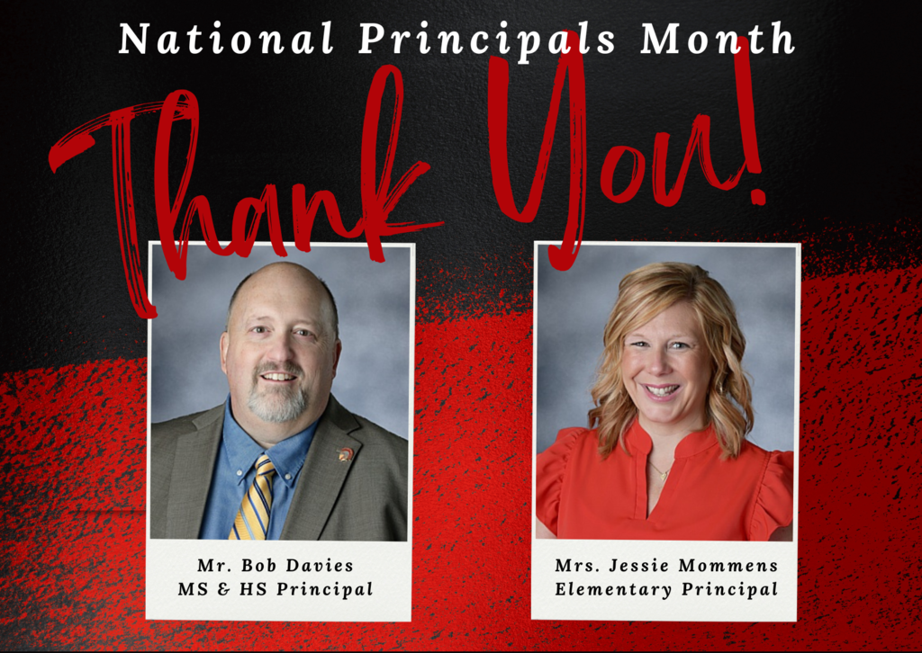 October is National Principals Month, a time to recognize the important role that principals play in shaping our schools. We proudly celebrate Mr. Davies and Mrs. Mommens for their commitment to excellence and the positive impact they have on students, staff,  and the community. Thank you for your leadership! 