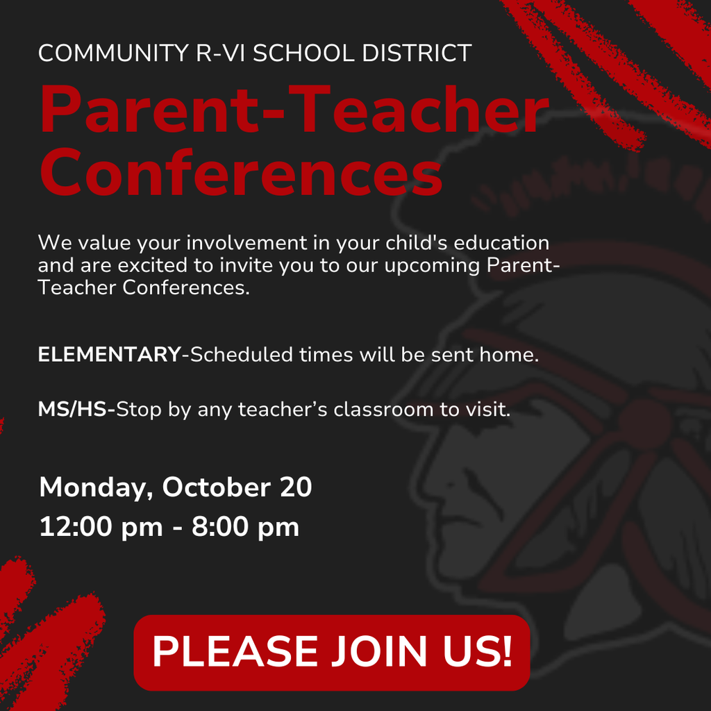 Join us for Parent-Teacher Conferences on Monday, October 20, from noon to 8:00 PM! 