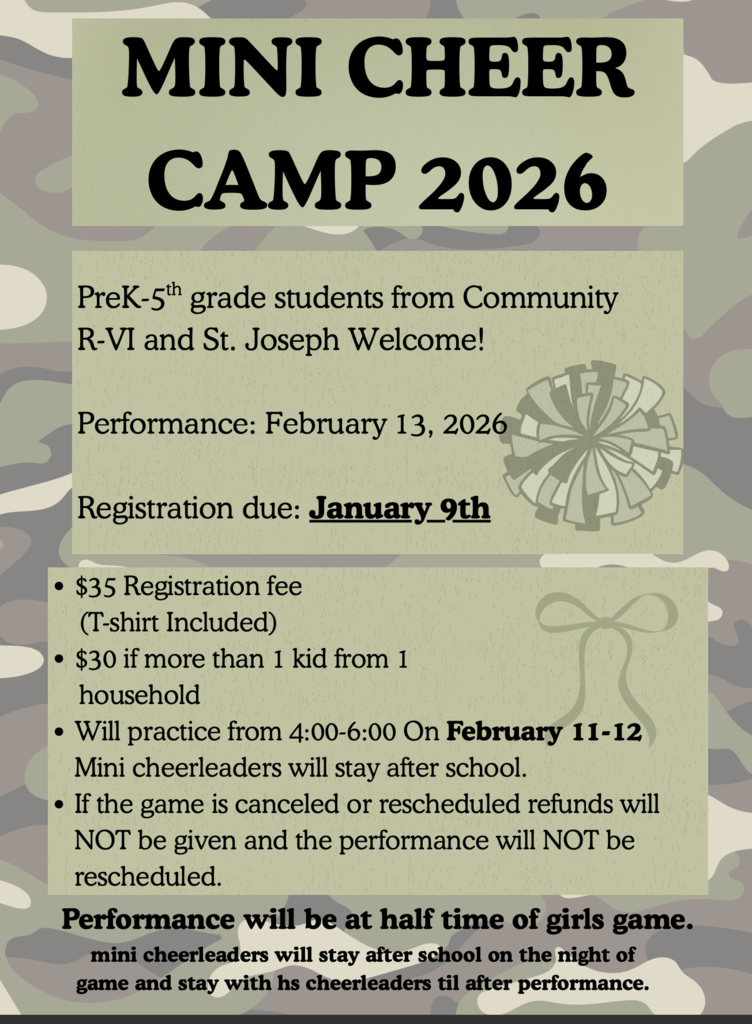 Mini Cheer Camp forms are being sent home today! 
