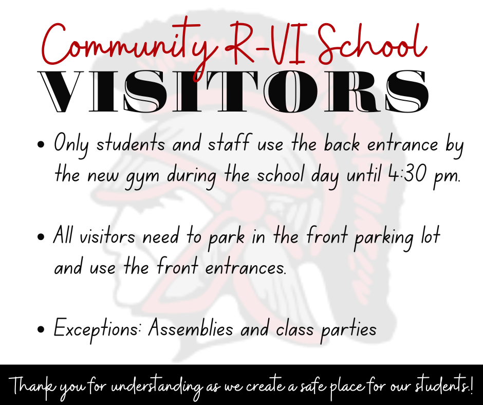 A reminder for parents and guests.