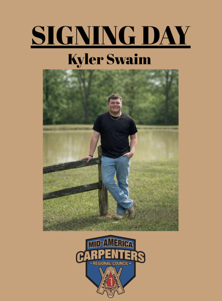 Please join us on Thursday, April 9, at 3:06 p.m. for our next signing day! Congratulations to Kaiden Erdel signing to Iron Eagle Welding and Kyler Swaim signing to the Carpenters Union.