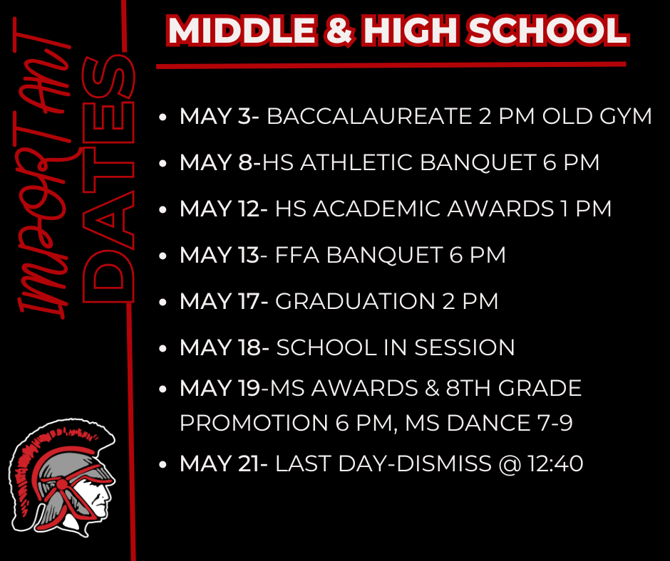 Here are some important date reminders for May!