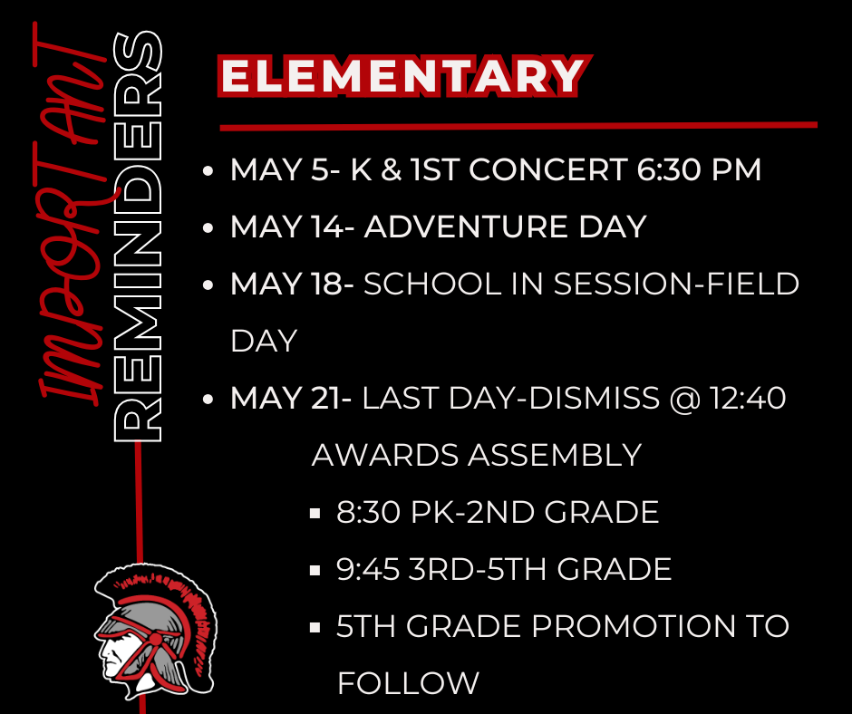 Here are some important date reminders for May!