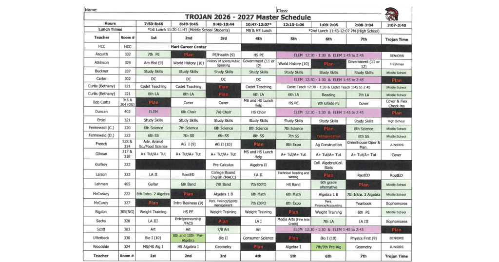 🎓 Attention High School Students! 🎓 Your class schedules for the 2026-2027 school year are now live in Infinite Campus! Once you have registered online, you can log in to your student account and review the classes you're signed up for. Don’t love what you see? 😬 No worries—we’ve got dedicated schedule change days just for you (based on your grade level). Check your student email for details about your specific appointment time! 📌 New students: After you have enrolled, please contact the school for an appointment (855-708-7567) or gilman@cr6.net. 📞 Can’t make your time? Call the office, and we’ll do our best to fit you in (855-708-7567 or gilman@cr6.net). 🚫 Please note: No schedule changes will be made during Open House. The good news? You’ll still have the first week of school to make changes if needed—so no stress! Check out the attached schedule to see what classes are available and start planning now! We’re looking forward to a great year—see you soon, Trojans!