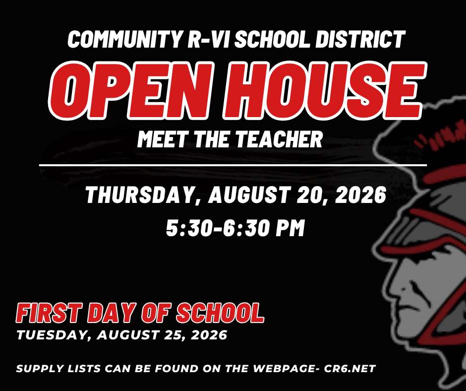 Join us for Open House on Thursday, August 20, from 5:30-6:30 p.m. Visit classrooms, meet teachers, drop off supplies, and stop by the cafeteria for bus schedules and other important information.