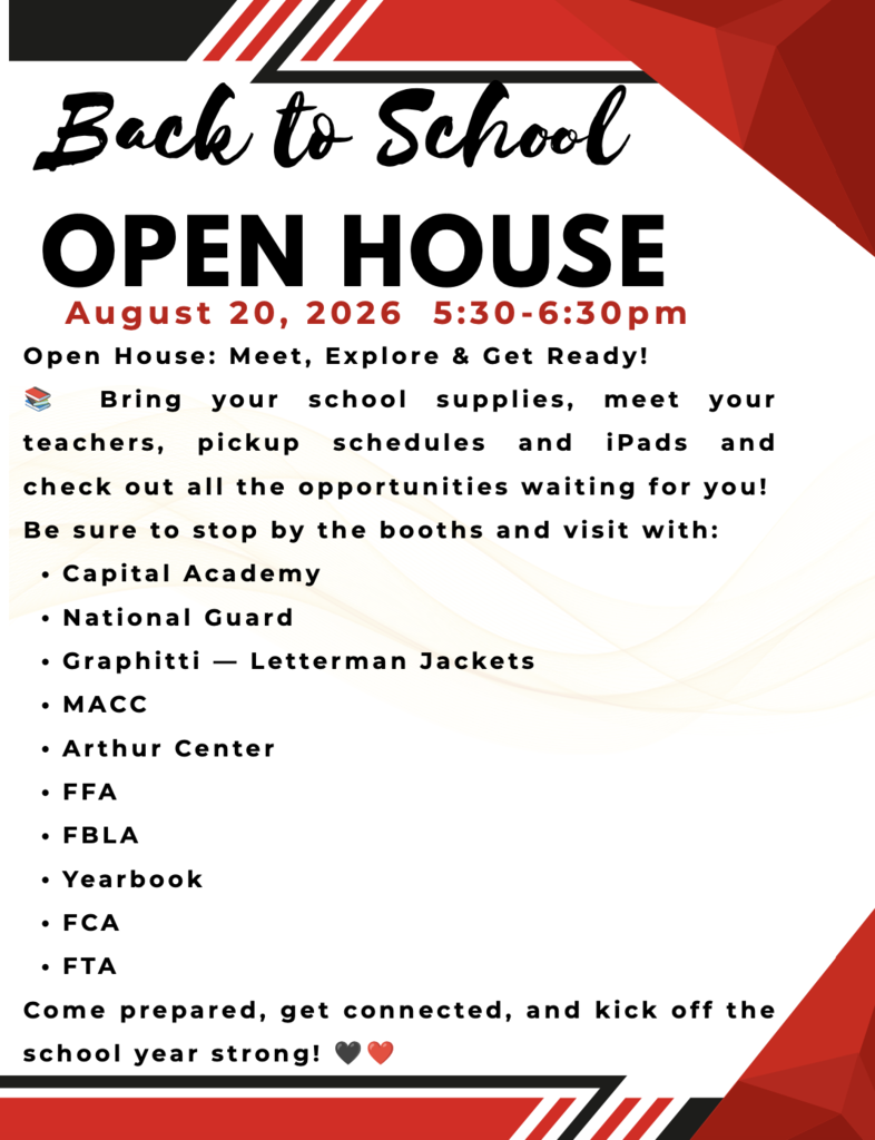 Middle school and high school students-Make sure to stop by the gym during Open House on Thursday, August 20 from 5:30-6:30.