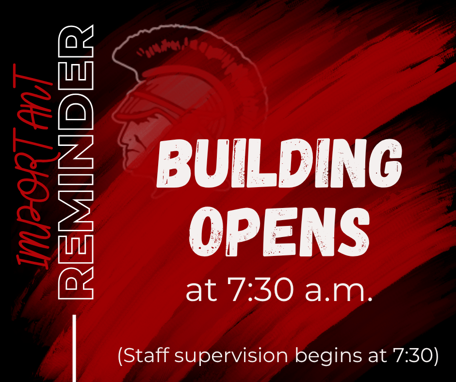 Student safety is our top priority. Please remember that students should not be dropped off before 7:30 a.m., when the building opens and staff supervision begins.  If students arrive a few minutes early, they may wait on the benches beneath the awnings until the doors open.  We appreciate your cooperation in helping us maintain a safe and secure environment for all students.