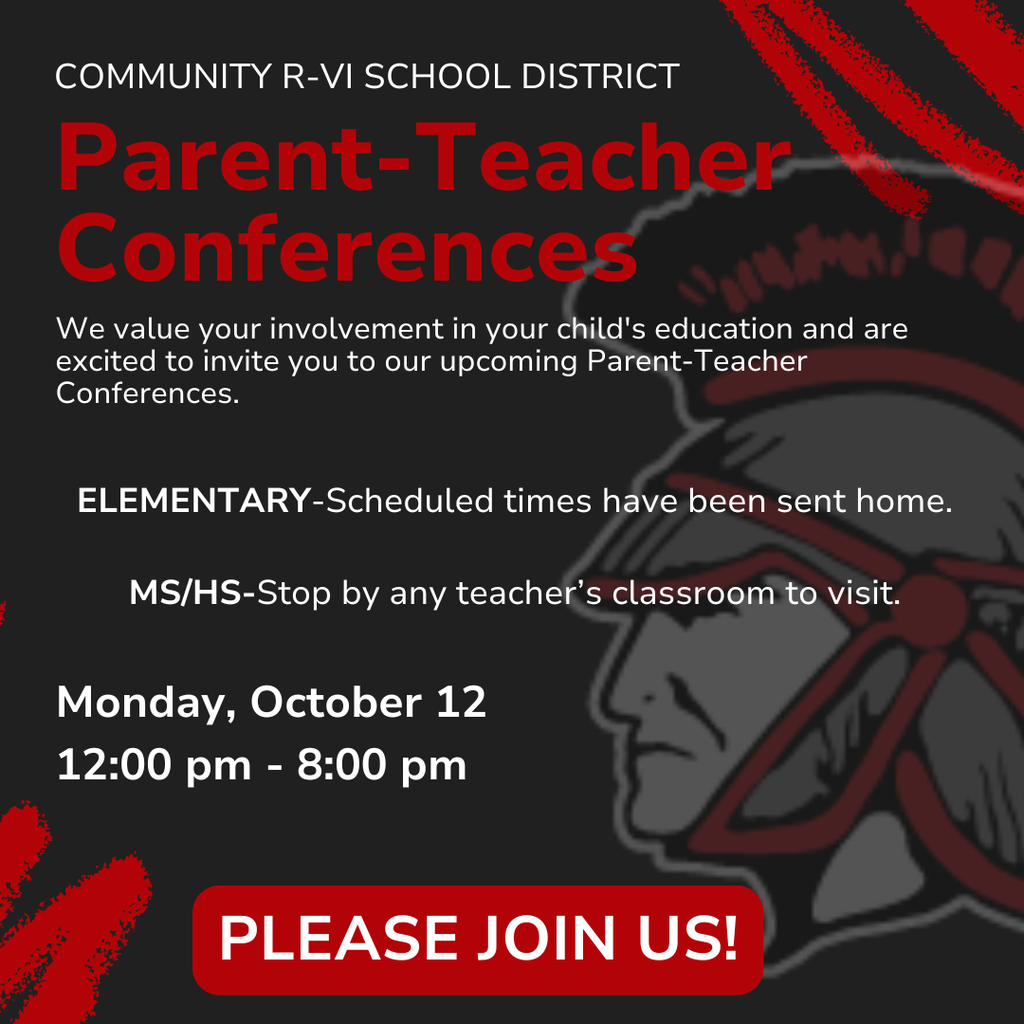 Join us for Parent-Teacher Conferences on Monday, October 12, from noon to 8:00 PM! 