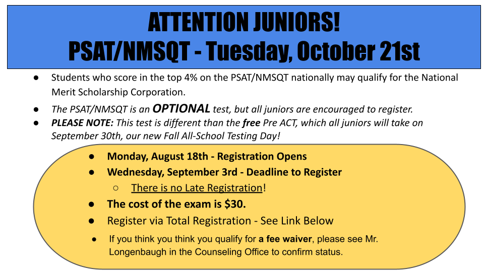 PSAT/NMSQT Announcement