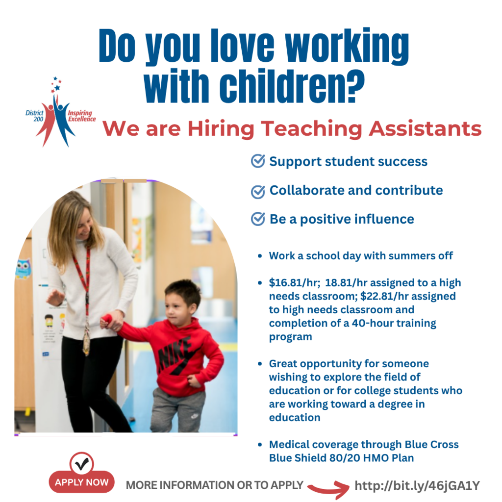 We're hiring teaching assistants in CUSD 200