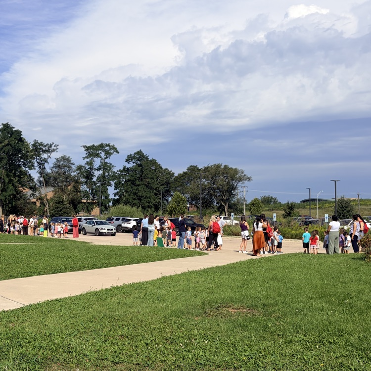 staff and students leaving building