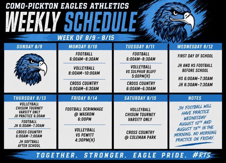 weekly Eagle Athletic Schedule