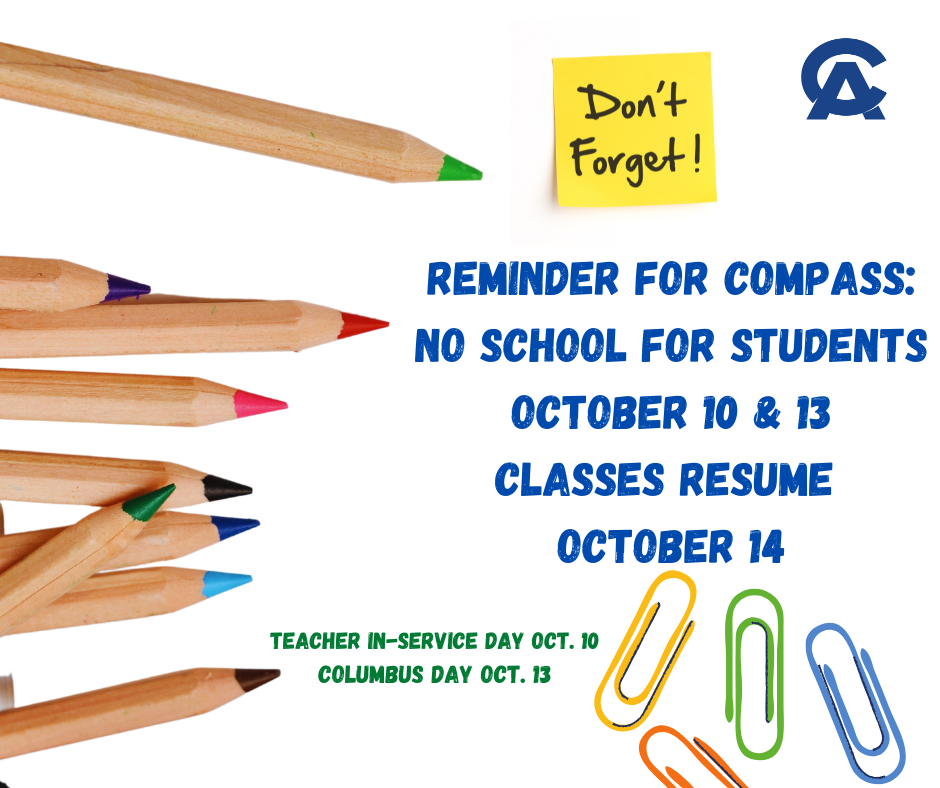 no school for students Oct 10 & 13