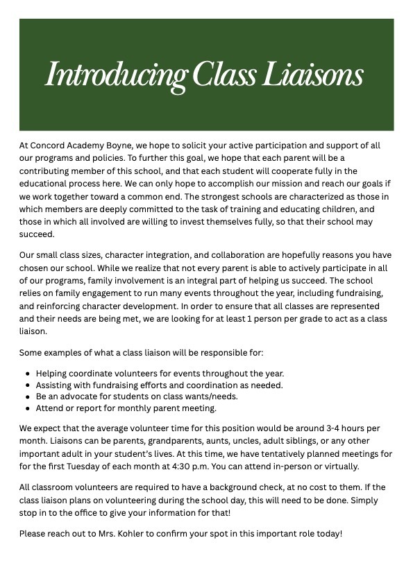 Introducing Class Liaisons